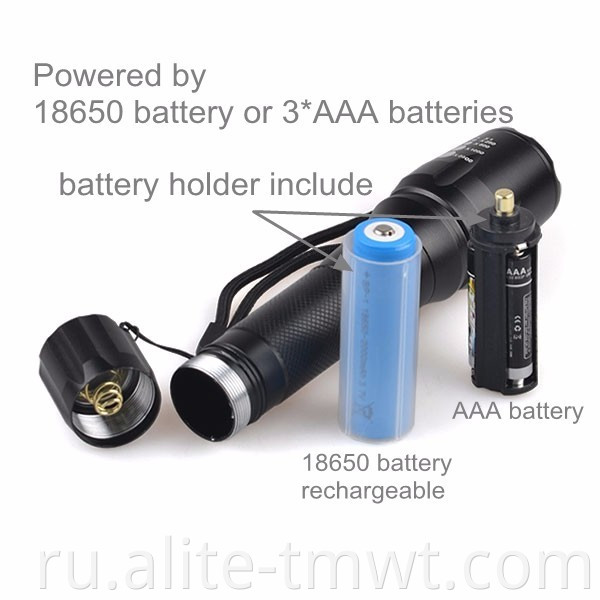 Xm-l T6 Zoom Waterpraney Led Led-заработанный факел с зарядным устройством для зарядного устройства